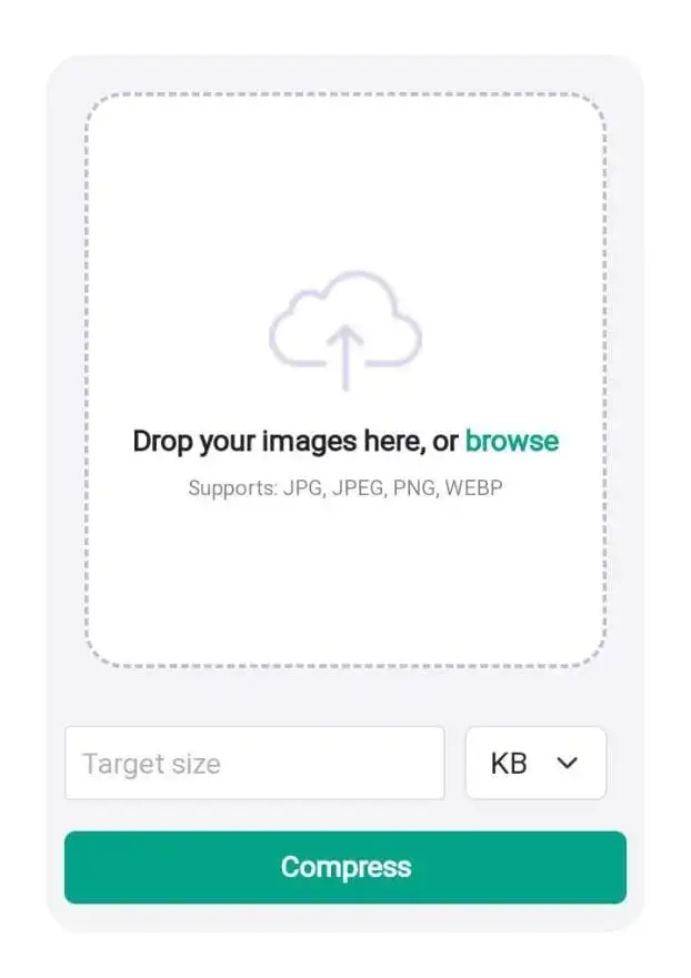 Upload image to convert from mb to kb 